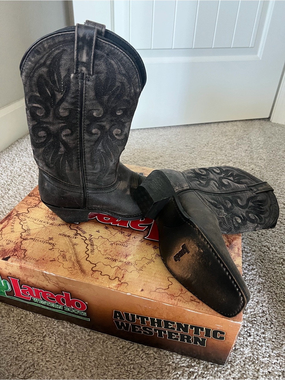 Dan Post Distressed Black Western Heeled Boots